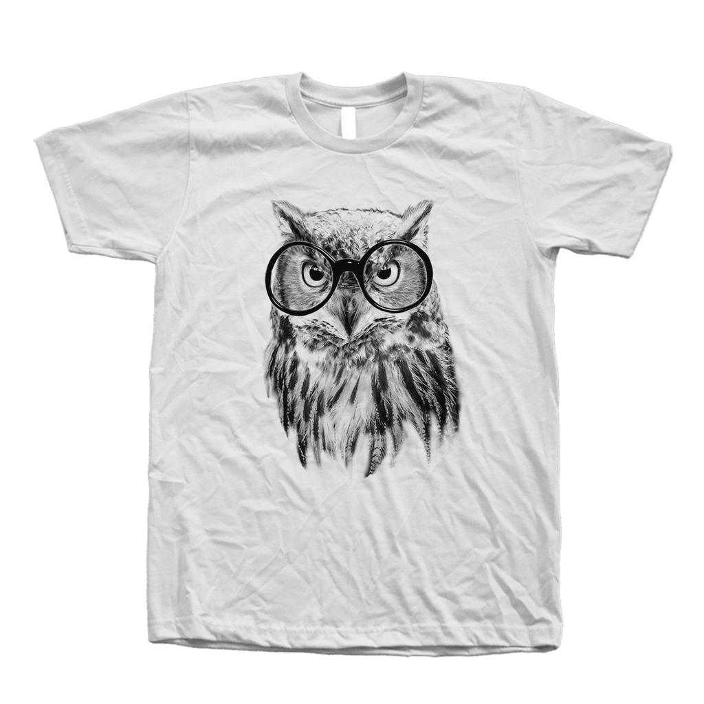 Owl with Glasses TShirt Unisexs Clothing Unisexs Crew Neck Nature Animal T Shirt Highquality Summer Streetwear