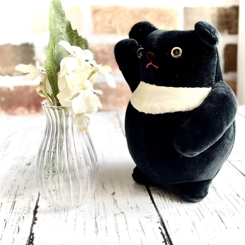 [USED] Salute! Asiatic Black Bear Teddy Bear, Velvet, Handmade by Artist, Black