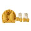 3Pcs/Set Bow Baby Fetal Cap 0-12 Months Newborn Turban Hat Indian Cap Baby Hat Socks Set  Autumn