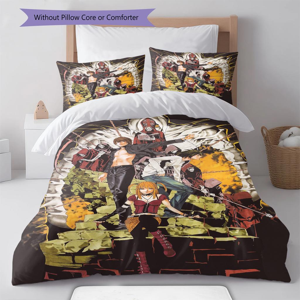 Juego de Ropa de Cama con Estampado de Dibujos Animados Colcha Funda de Colcha Funda de Almohada Decoración del Hogar Regalo de Cumpleaños (1 * funda nórdica + 2 * fundas de almohada, sin núcleo)