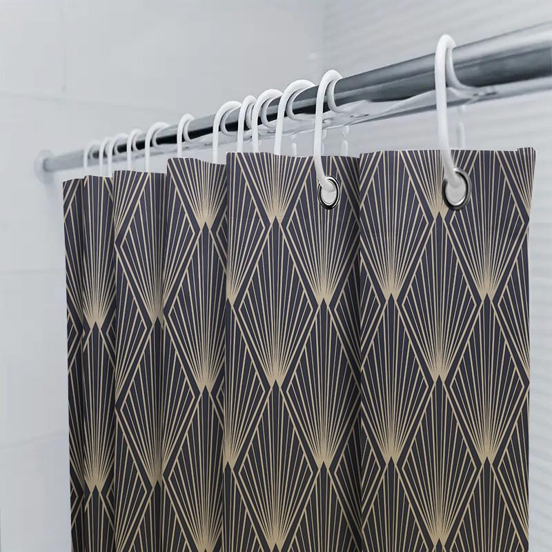 Art Deco Shower Curtain Decorative Waterproof Fabric Bathtub Bath Liner Home Decoration In Black Gold