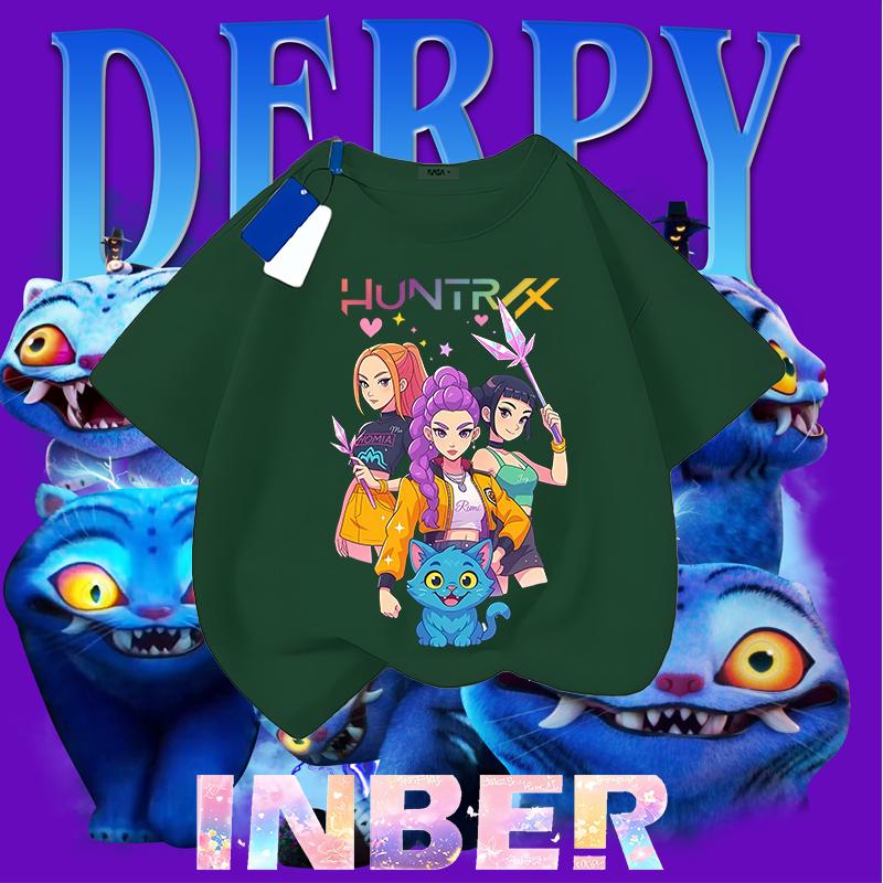 Kpop Demon Hunters Children's Clothing Short Sleeve T-shirt Cute Kpop Demon Hunters Tiger Harajuku Tshirt for Boys Girls