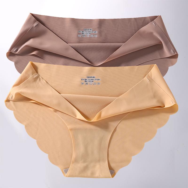 2 Stück/Set M-XL Nahtlose Eis-Seide Sexy Damen Slips Pantys 7 Unifarben Atmungsaktive Pantys Unterwäsche Für Mädchen Dessous