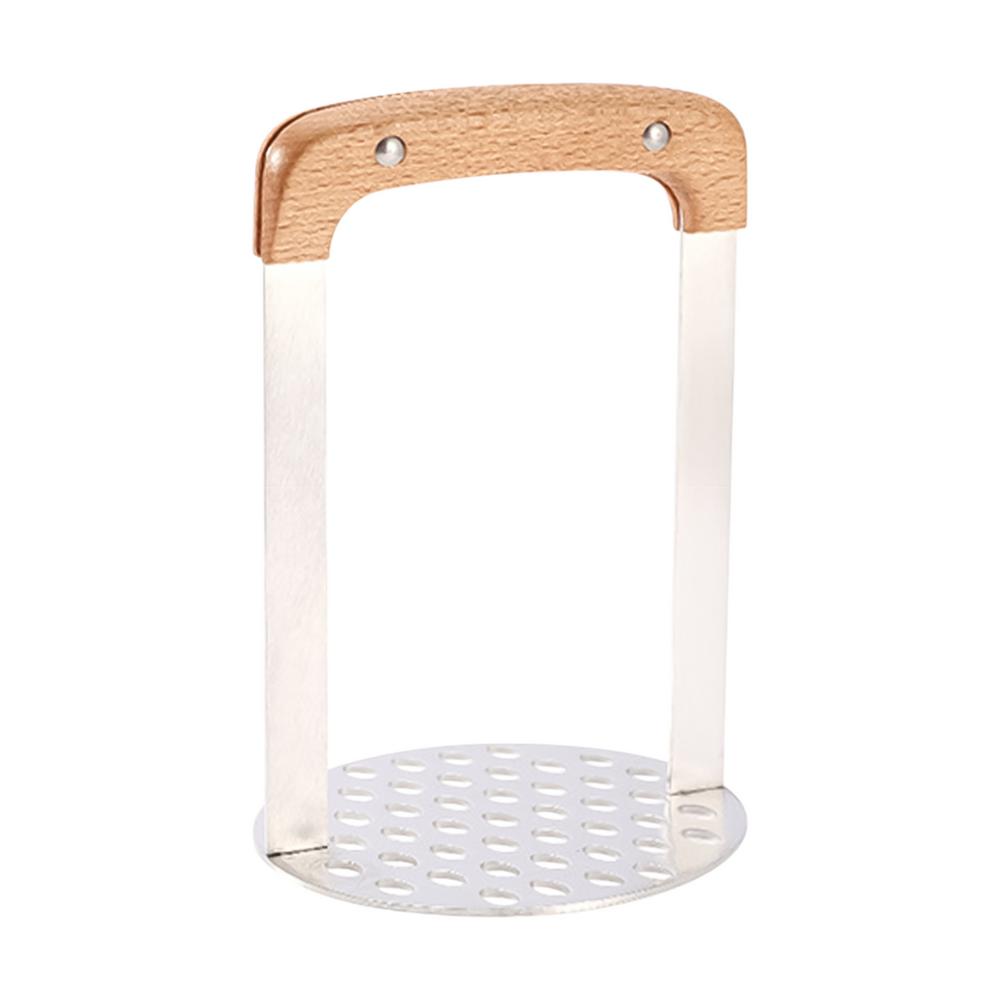 Stainless Steel Hand Held Potato Masher Potato Press Kitchen Crusher Vegetable Masher With Wooden Handle