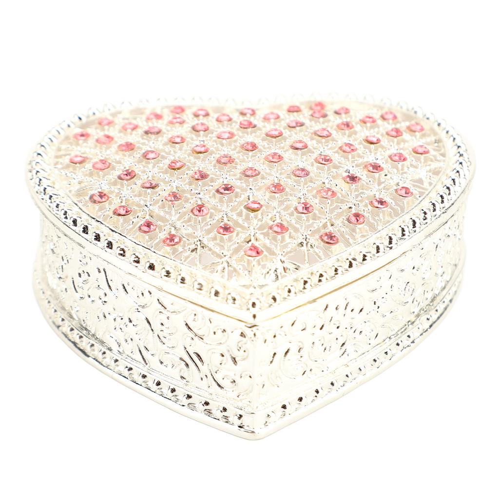 Hjärtformad Småprydnadsorganisatör Ihålig Liten Ring Örhänge Minnessak Förvaringslåda för Bröllop Födelsedagspresent Rosafärgad