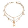 Summer Seaside Starfish Conch Necklace Women's Multi-layer Stacking Design Sense Vacation Imitation Pearl Collarbone Chain