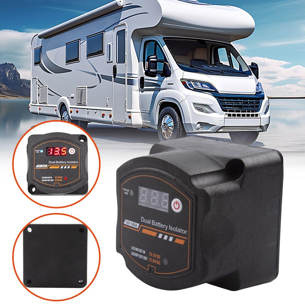 Dual Battery Isolator 12V 140A Auto Manual Voltage Sensitive Relay with Digital Voltmeter Smart VSR for Camper Car RV Yacht Boat