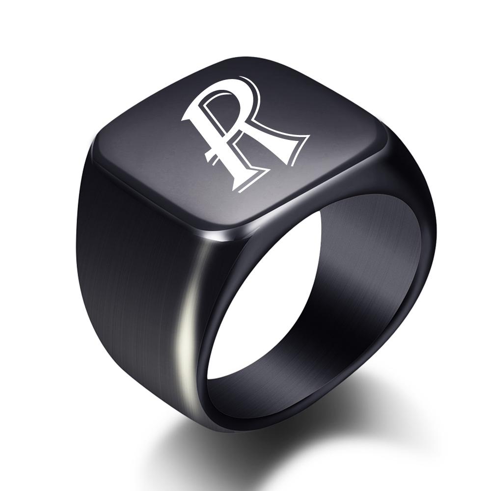 2025 Minimalist 26-Letter Smooth Titanium Steel Ring, Stainless Steel, 18MM Wide, Unisex