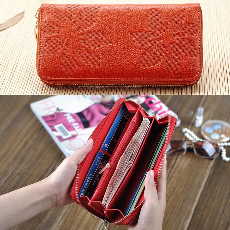 Women's Wallet Long Handbag Leather Wallet Coin Purse Square Bag Zippered Bag Wallet
