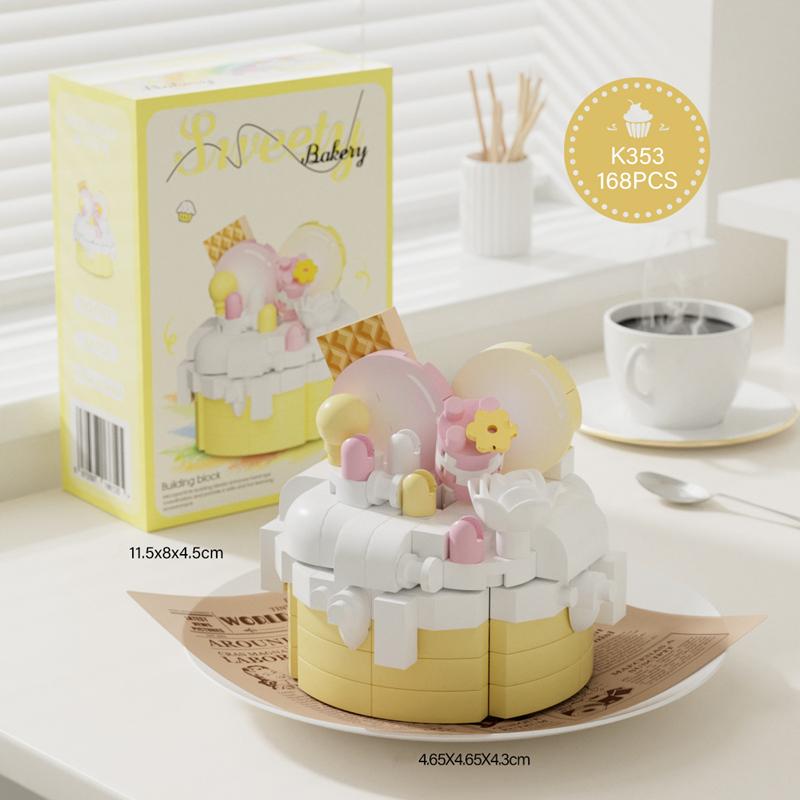 Dessertkuchen Baustein Lebensmittel Pädagogisches Spielzeug Montage Backen Biskuitrolle Schreibtischdekoration Junge und Mädchen Geburtstagsgeschenk