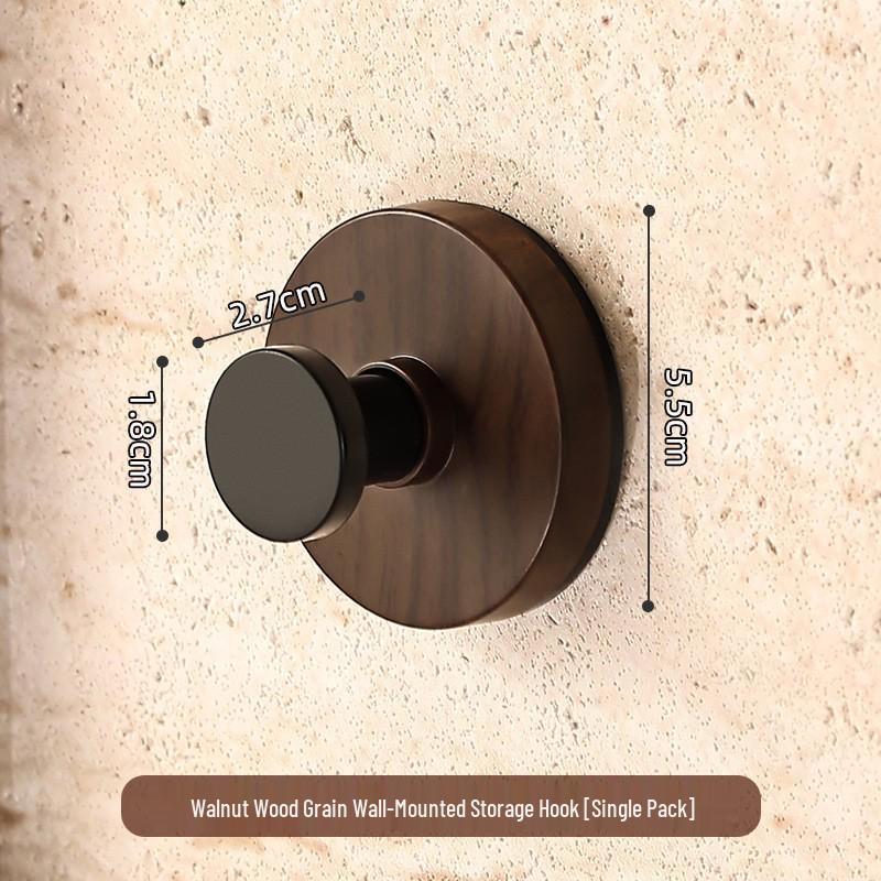Adhesive Walnut Wood Grain Suction Cup Hook for Kitchen Storage