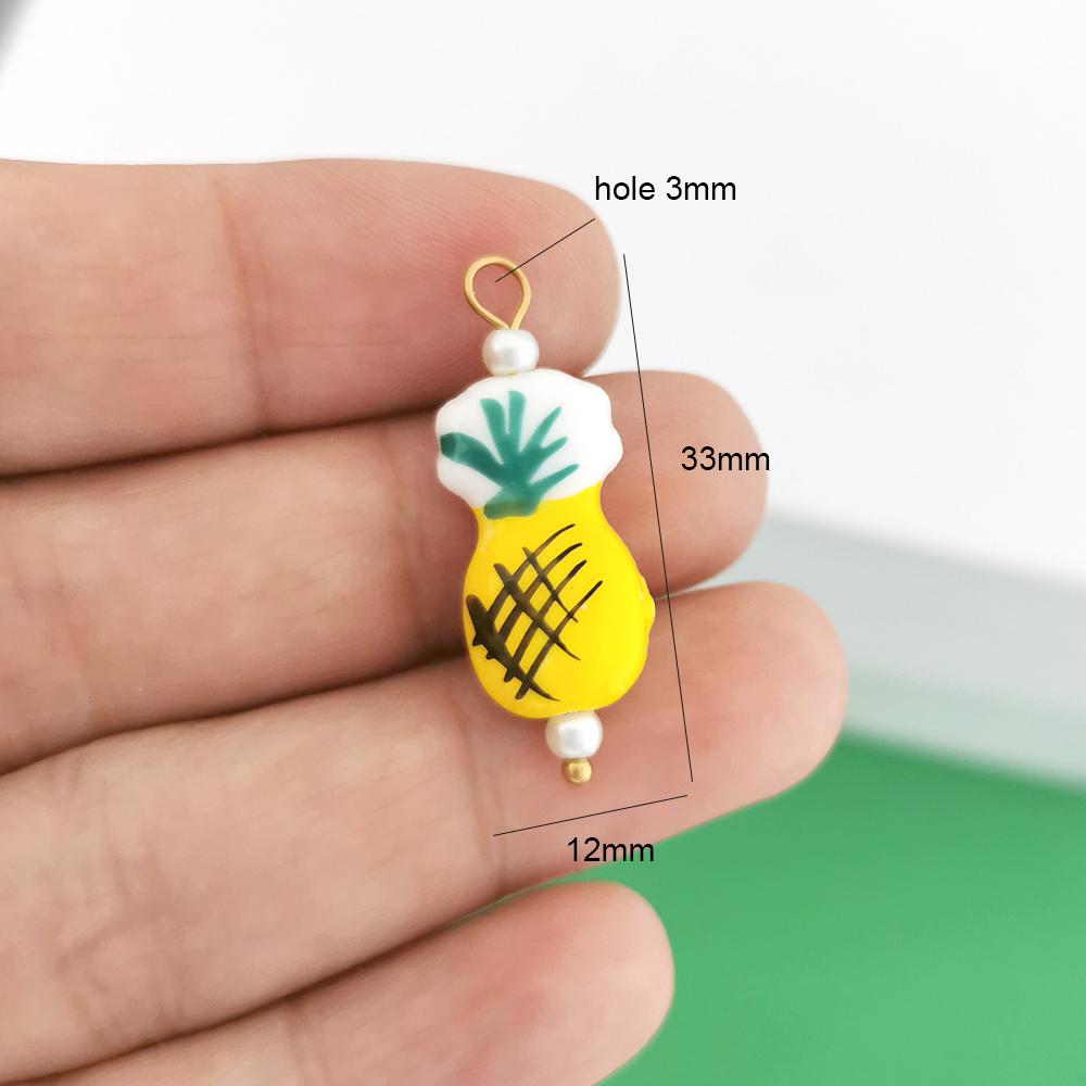 1pc Ceramics Pendant Charm Fish Heart Flower Conch Star Fruits Necklace Stainless Steel Geometric Imitation Pearl