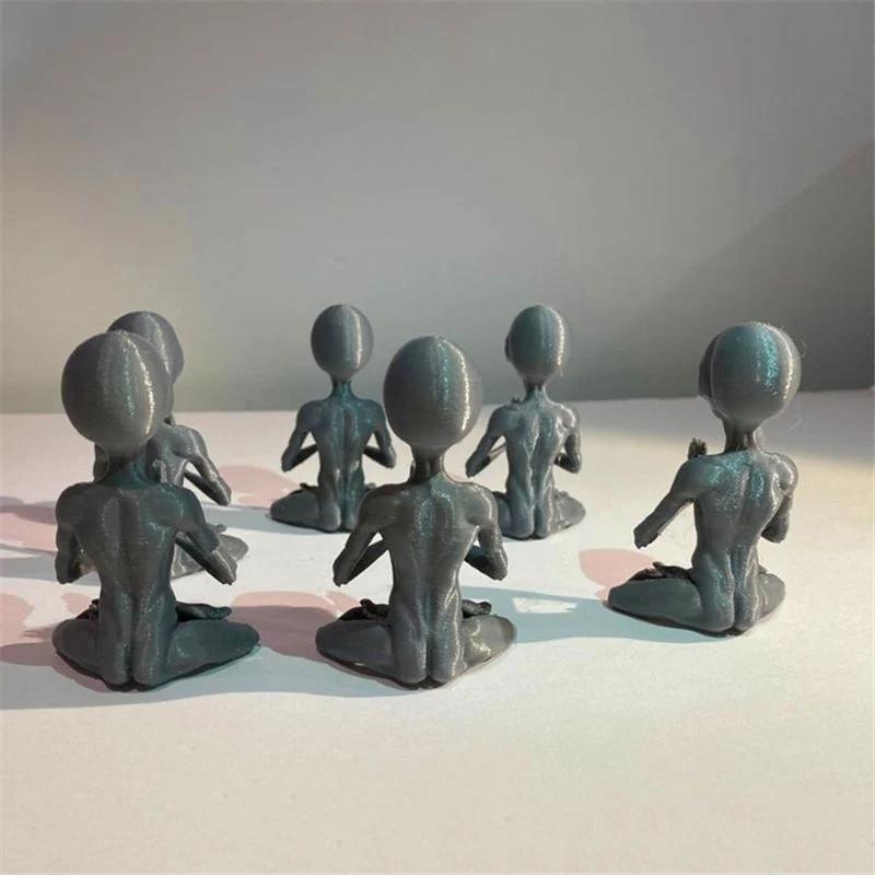 Meditating Alien Resin Statue Garden Ornament Best Art Decor for Indoor Outdoor Home or Office Promotion  Resin Embellishments