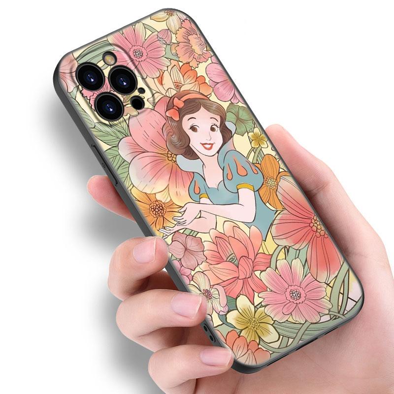 Snow White Princess Jasmine Black Silicone Phone Case For Apple iPhone 12 13 Mini 11 14 15 Pro Max 7 8 Plus X XR XS SE 2020 2022