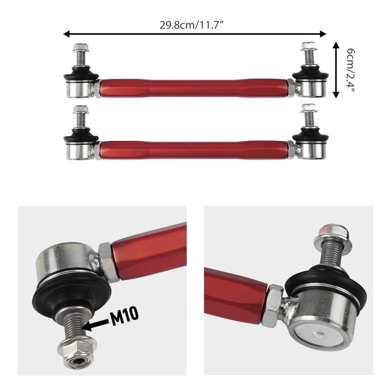 BEVINSEE Verstellbarer Vorderer Stabilisator-Koppelstangen-Satz für BMW E90 E87 E92 E93 E91 E82, Z4 E89, X1 E84, Ersetzt 31356765933, 31356765934