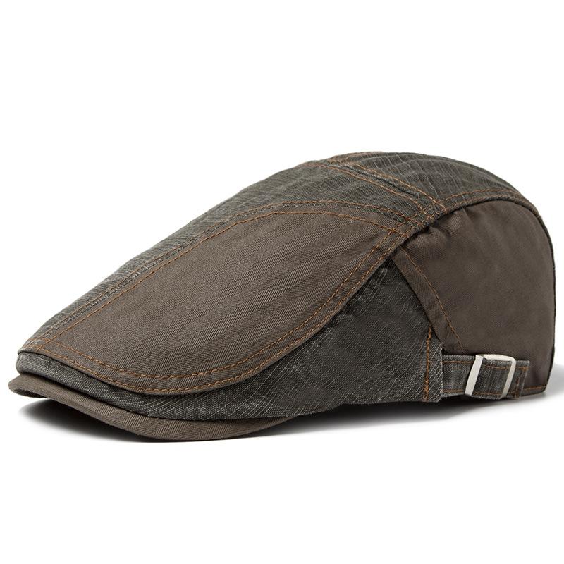 New Casual Splicing Cap, Pure Cotton Summer Men's Beret Shading Breathable Retro Fashion Hat