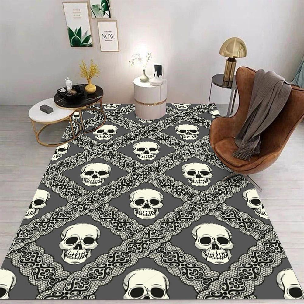 Rose Skull Printed Carpet Carpets for Living Room Rugs for Bedroom Washroom Floor Mat Home Decoration Gift