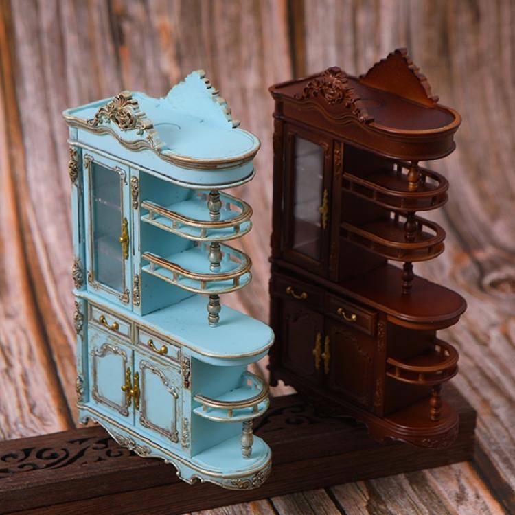 Detailed Miniature Doll House Decoration Screen Cabinet Model Figure With Working Door And Lighting Design for Sand Model