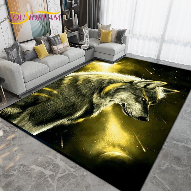 Cartoon Tiger Lion Wolf Animal Area Rug,Carpet Rug for Living Room Bedroom Sofa,Doormat Kitchen Bathroom Non-slip Floor Mat Gift