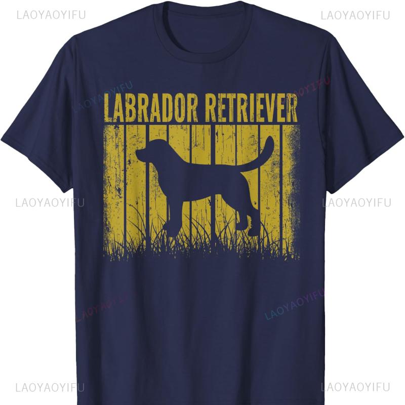Retro Labrador Retriever Dog Vintage Gifts Cotton TShirt Graphic T Shirts for Men Funny Outdoors High Quality Cotton Shirt Tops