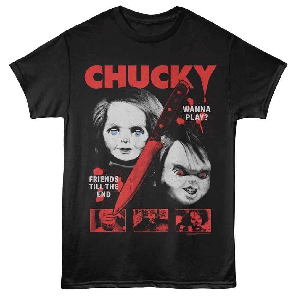 Chucky - Knife Split - Front Print  Short Sleeve Solid Children's T-shirt - Black