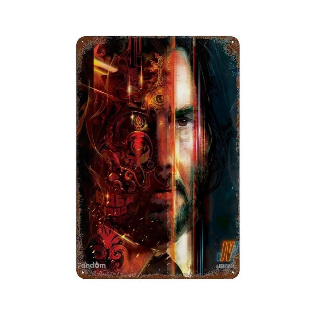 John Wick Movie Series Metal Tin Sign Retro Keanu Reeves Iron Painting Wall Art Vintage Action Film Poster Decorative Plaque f