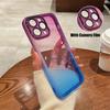 Gradient Rainbow Clear Shockproof Phone Case For Iphone 14 13 12 11pro Max Xs Max Xr Plus Silicone Metal Camera Protector Cover