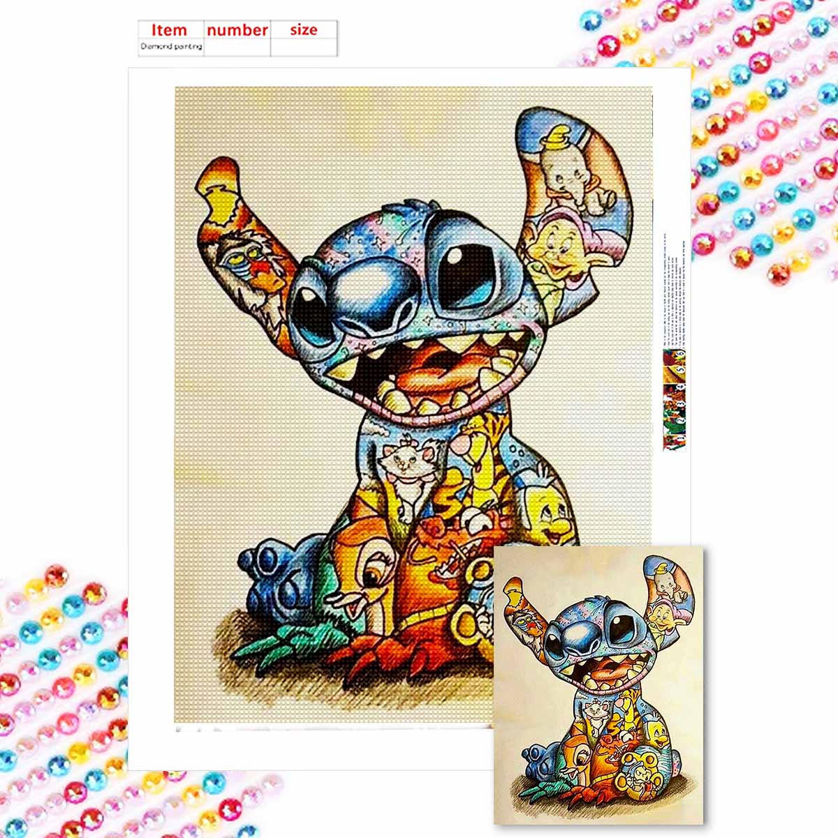 

Полная круглая алмазная живопись Прекрасный Стич Арт Стразы Картина Мозаика DIY 5D Вышивка крестом Домашнее украшение Round 20x30cm