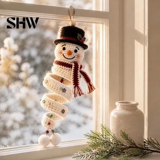 Kit uncinetto fai da te per principianti, Kit gancio da porta pupazzo di neve, Set decorazione da appendere artigianale fatto a mano per le feste, Natale, Parete, Finestra, Festa di Capodanno