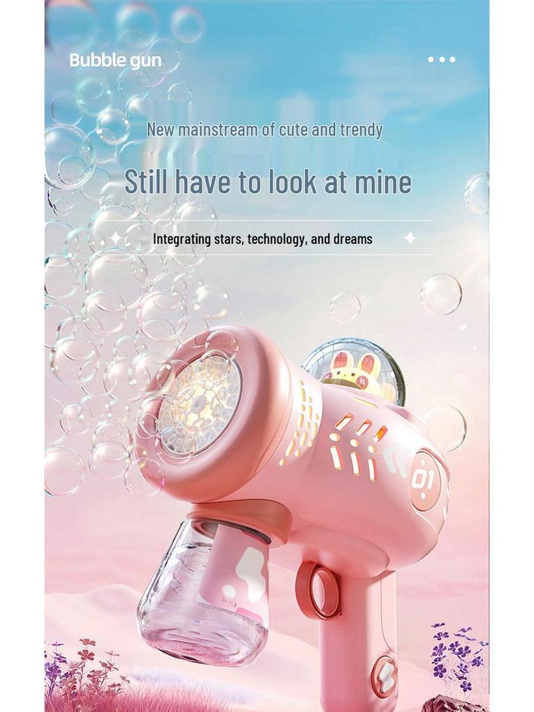 Electric 10-Hole Bubble Blower with Lights – Automatic Space Bubble Gun Toy for Girls