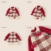 Red Top Bowknot Checkered Vest Skirt Christmas Set Children Autumn Clothing For Ages 3 To 8