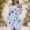 Ladies Plus Size One Side Off Shoulder Long Sleeve Dress