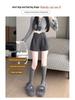 Women's Gray High-Waist Woolen Wide-Leg Pants: 2024 Autumn/Winter Slimming A-Line Shorts