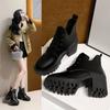 Martin Boots Autumn and Winter New Round Head Zipper Platform British Style Thick Heel Short Boots