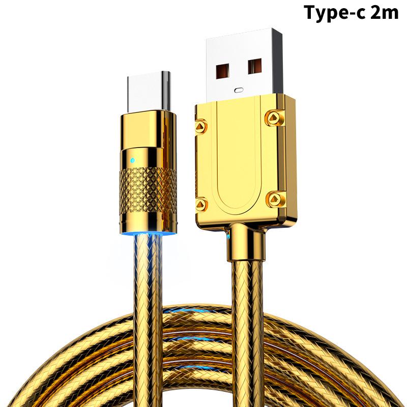 Zinc Alloy 120W Usb Super Fast Charging Data Cable For Xiaomi Huawei Samsung Type C 6A Micro 3A Charge Game Cord For Iphone 2.4A