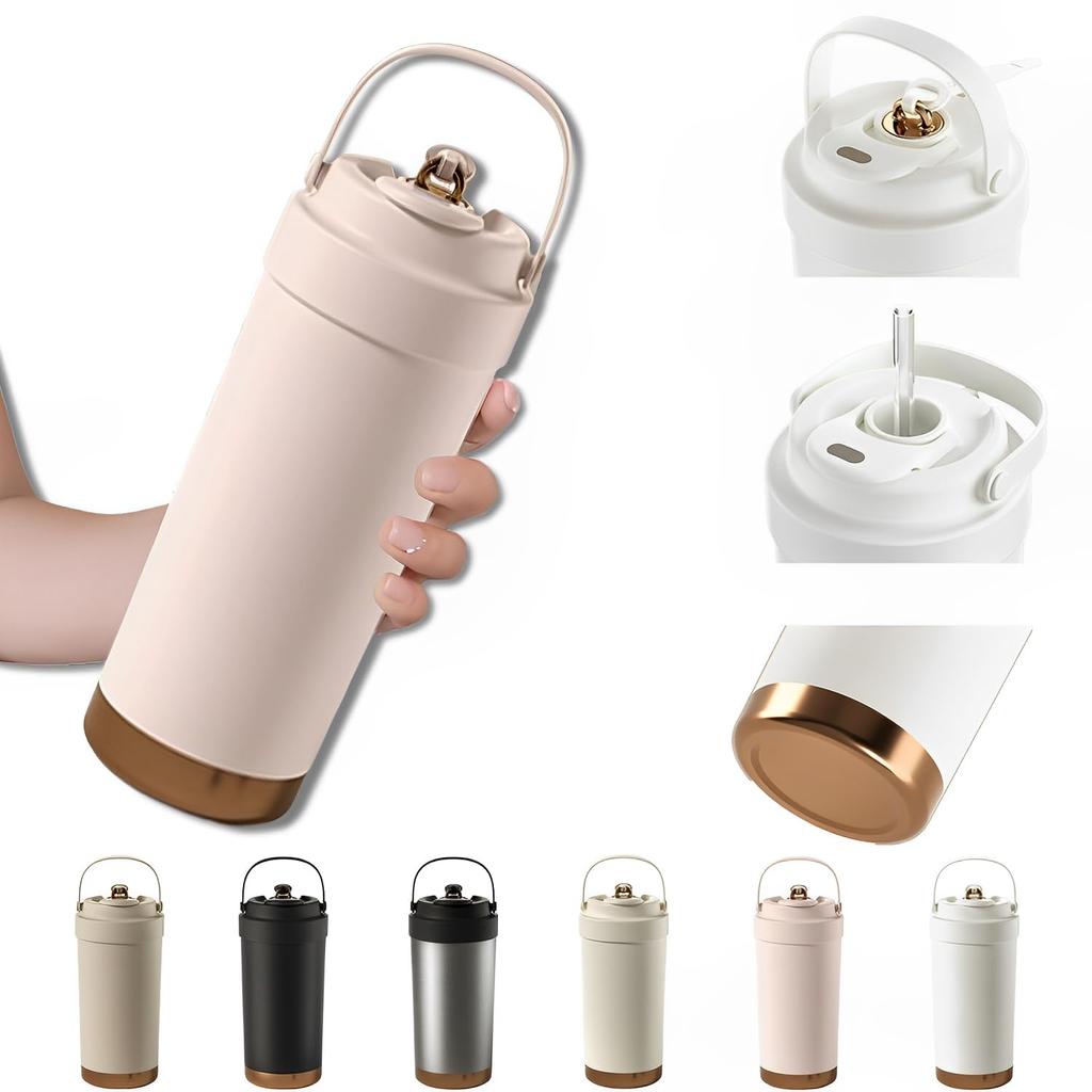 Ceramic Tumbler with 750ml Large with for Soy and Vacuum Keeps Drinks Hot or Stays and Direct Easy to Perfect for and Outdoor Use Straw, Capacity,