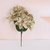 Cross-border Christmas 5-Fork Velvet Artificial Flower Bouquet - Green Plant Bonsai Christmas Decoration