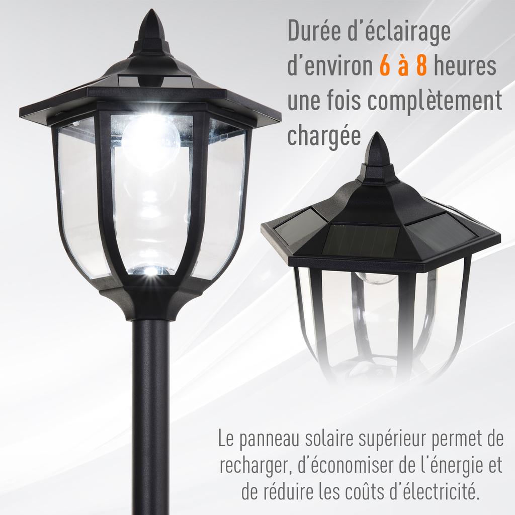Outdoor Solar Floor Lamp, LED Lantern, 60 Lumens, 26 x 26 x 177 cm, Black