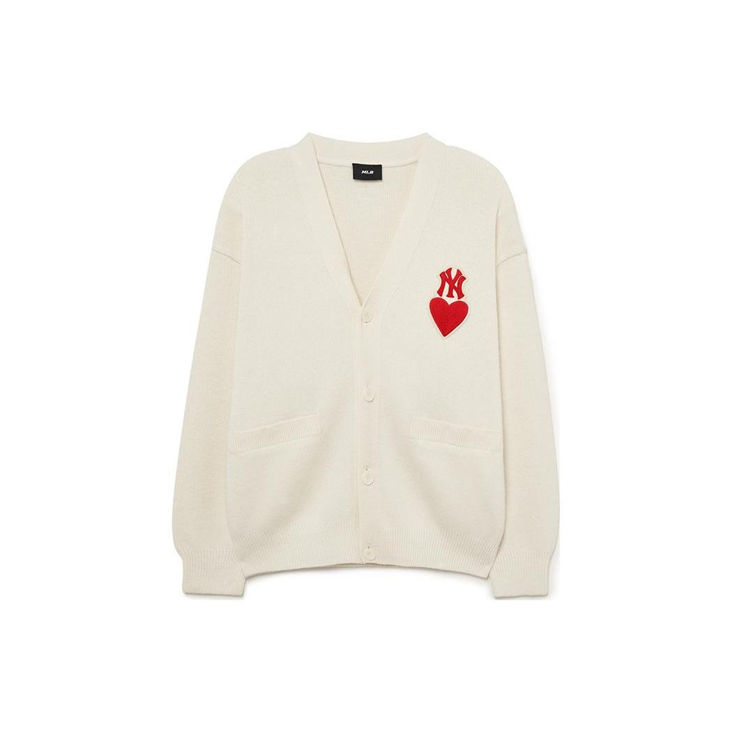 MLB New York Yankees Knitwear Unisex Dark Cream V neck Moderate Cardigan 3AKCH0234-50CRD XL