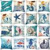 Retro Mediterranean Ocean Digital Print Peach Skin Pillow Cover Cushion Cover Wish Home Products Cushion Cover