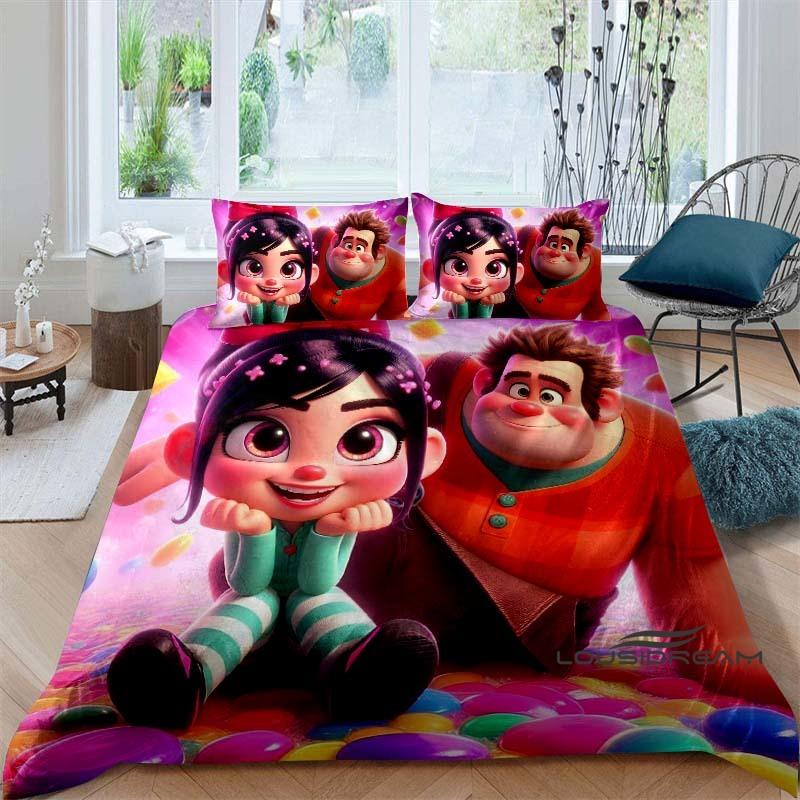 2026 Nuovo Film d'Animazione "Ralph Spaccatutto" Copripiumino e Federa, Set Biancheria da Letto per Bambini, Decorazione per la Camera da Letto