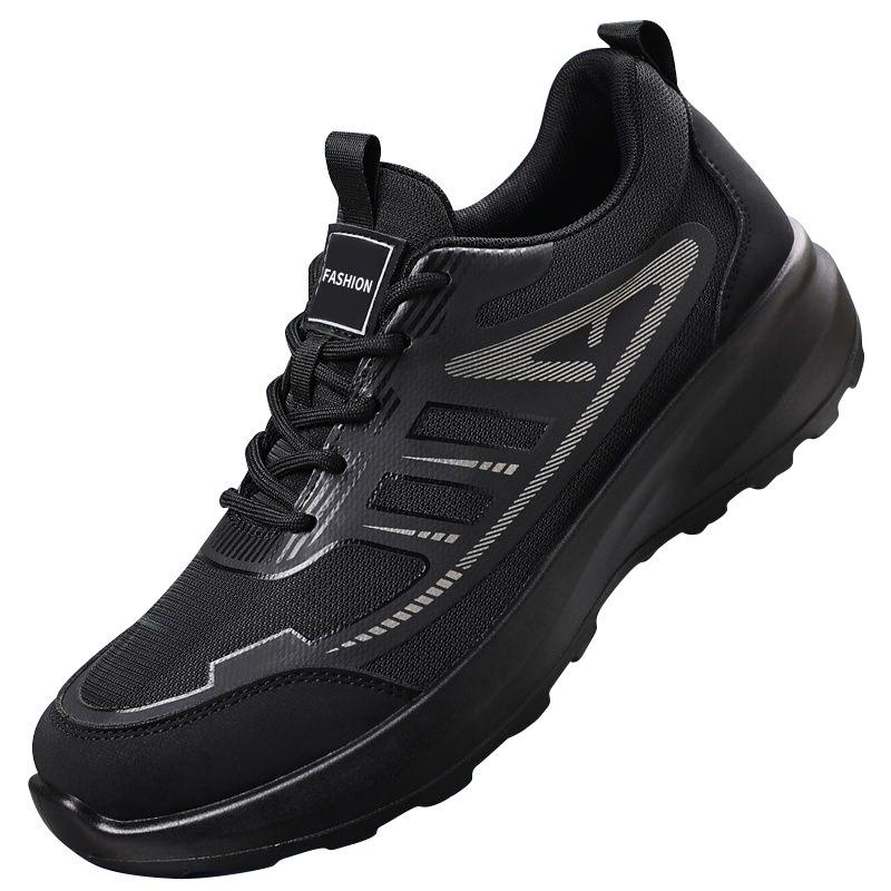 Mesh Breathable Casual Sneakers Lace-up Black Soft-soled Shoes New Shoes for Autumn
