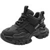 Daddy Shoes Autumn Women's Fashion Platform Black Sneakers Leather Versatile Non-slip Heightening Casual Shoes