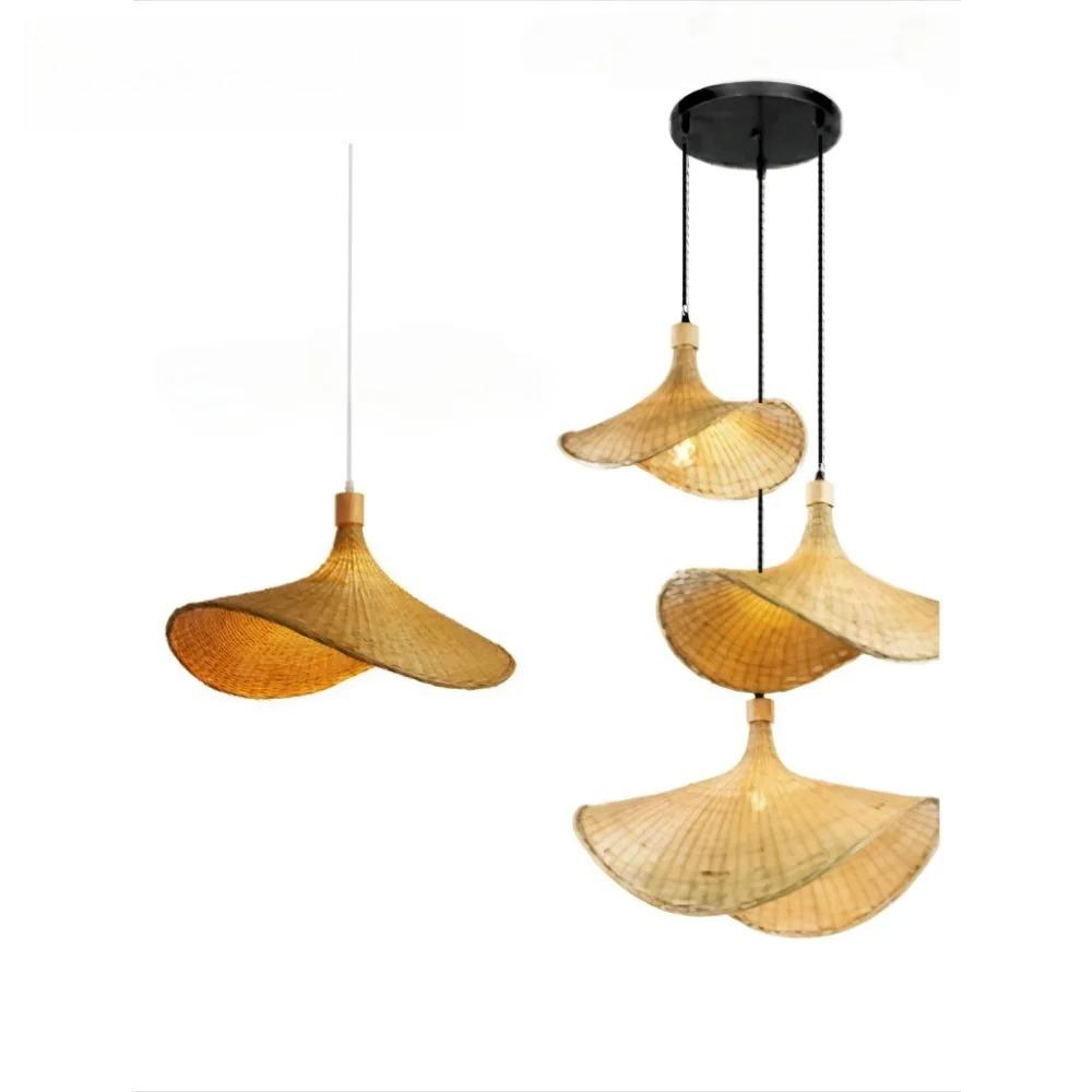Handwoven Pendant Home Decor Bedroom Living Room Bamboo 1/3 Light Pendant Light Room Hotel Light Hanging Light Hotel Decor Light