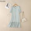 ZANZEA Women Casual Square Collar Summer Short Sleeve Floral Dress