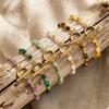 Vnox Natural Stone Small Spacer Beads OT Ring-clasps Chain Bracelet for Women, Amethysts Malachite Green Aventurine Bracelets