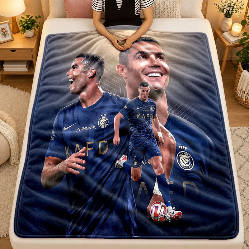 Koc Flanelowy Cristiano Ronaldo Ciepły Miękki Koc Rzutowy do Użytku Wewnętrznego Sofa Łóżko Salon