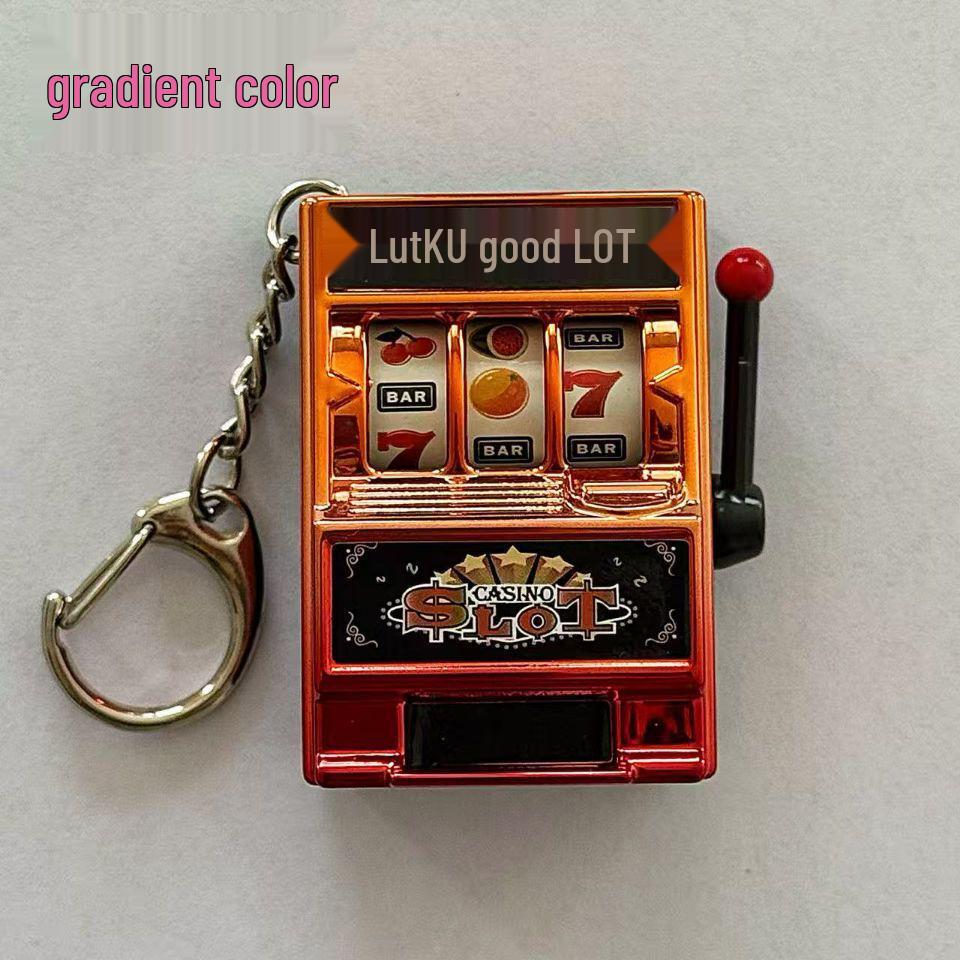 Retro Joystick Fruit Machine Keychain: Playable Spin Wheel Pendant Toy