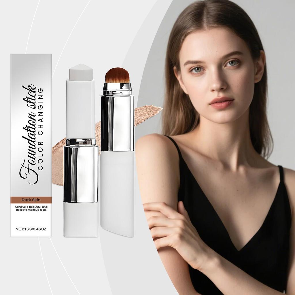 Deep-skin Tone Two-in-one Color-changing Foundation Stick. Lightweight, Moisturizing, Brightens, Nourishes the Skin Matte, Clear, and Luminous Finish