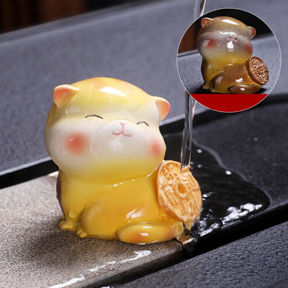 Handmade Colorable Tea Pet Figurines Desktops Animal Ornament  Can Raise Fortune